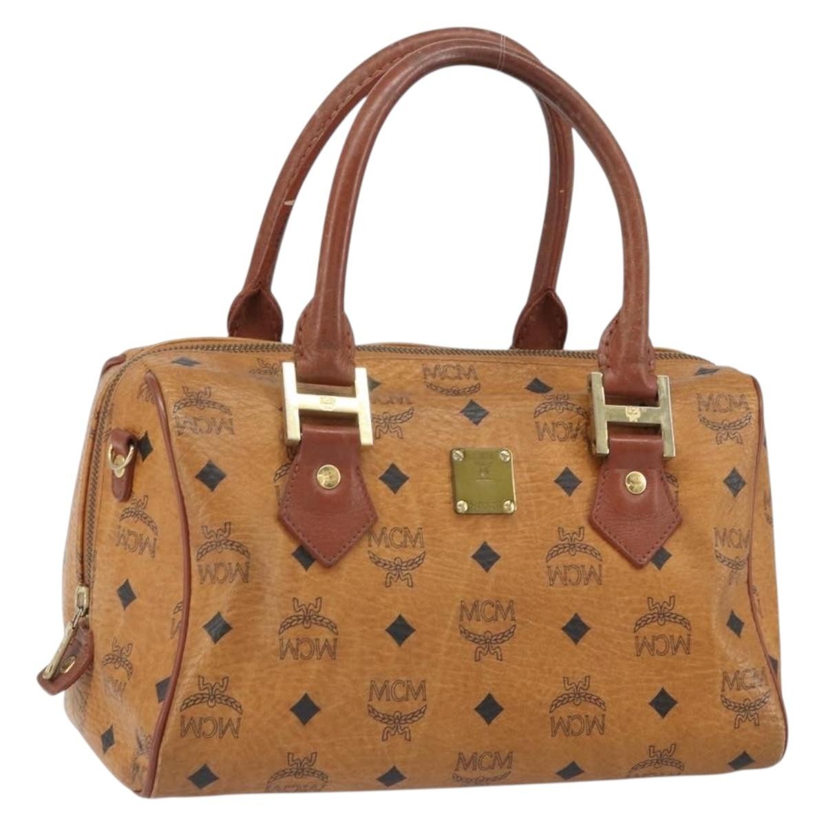 MCM Visetos Logogramme Leather Brown Leather Handbag (Pre-Owned)