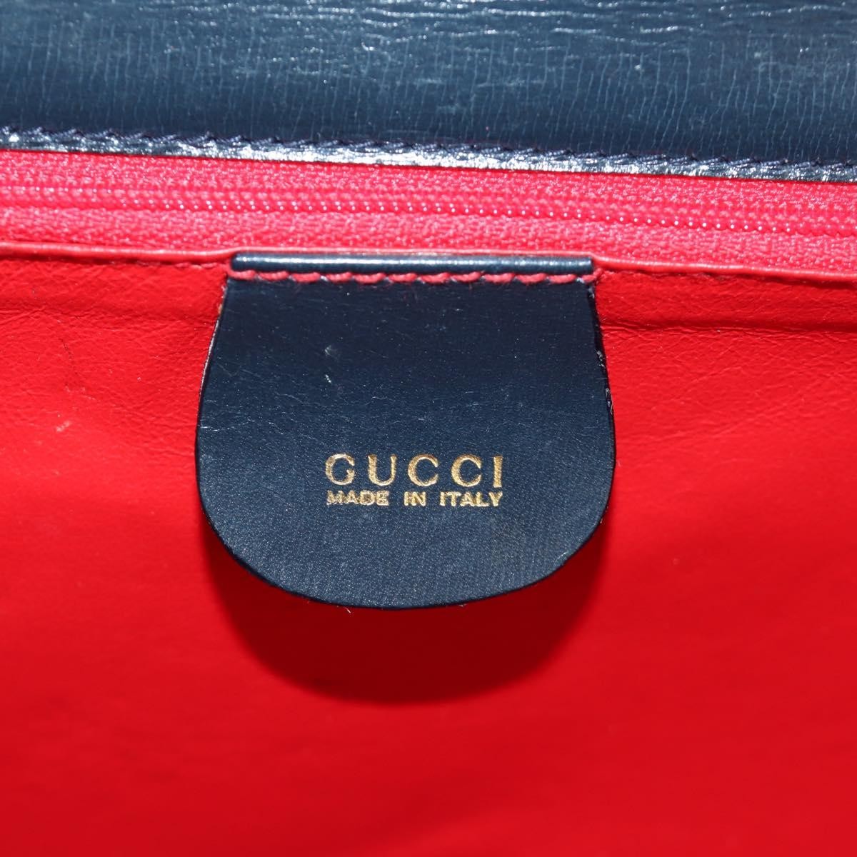 Gucci Chain Flap Leather Navy Leather Shoulder Bag Bag (Pre-Owned)