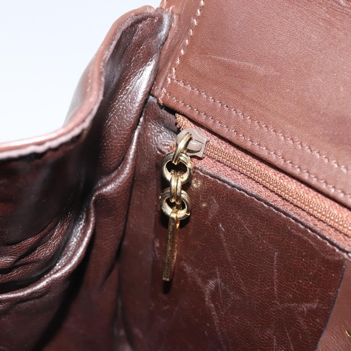 Salvatore Ferragamo Gancini Leather Brown Leather Handbag (Pre-Owned)