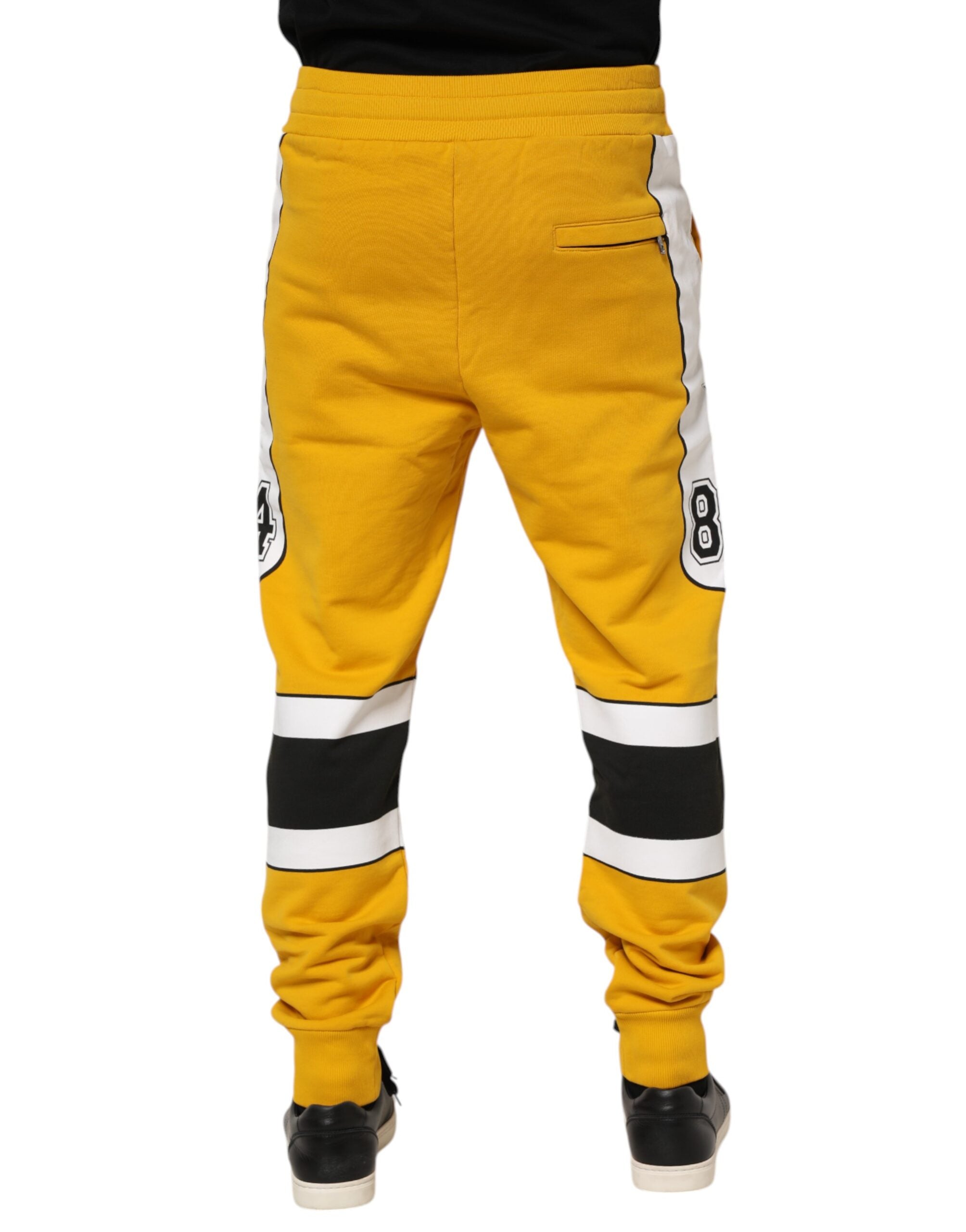 Dolce & Gabbana Yellow Cotton SweatMen's Jogger Trouser Men's Pants (Pre-Owned)