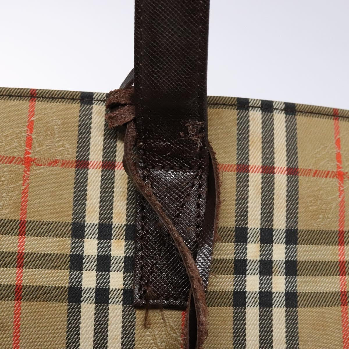 Burberry Nova Check Tote Canvas Check Pattern Beige Canvas Bag (Pre-Owned)