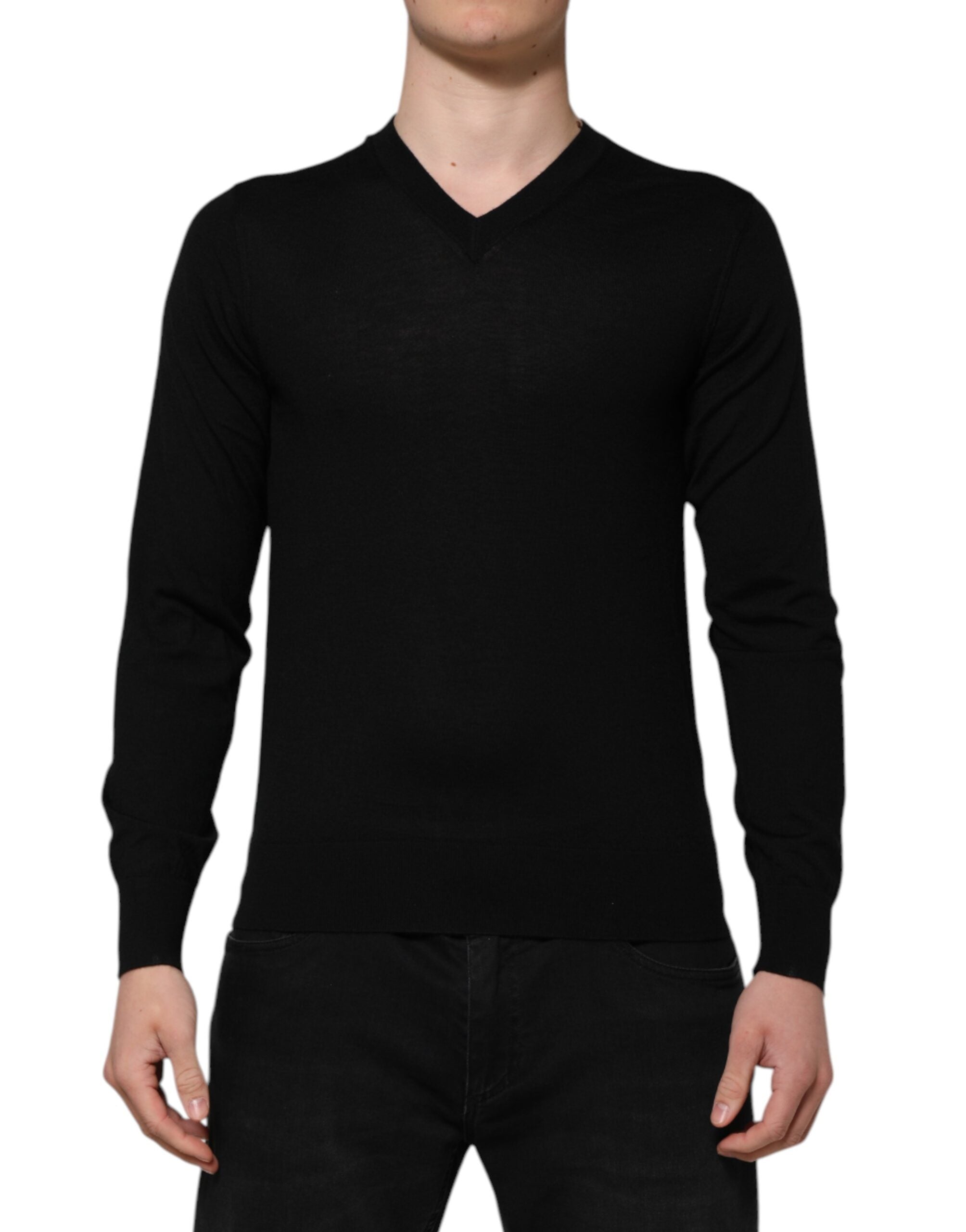 Dolce & Gabbana Dark Gray Embroidered Logo Pullover Men's Sweater