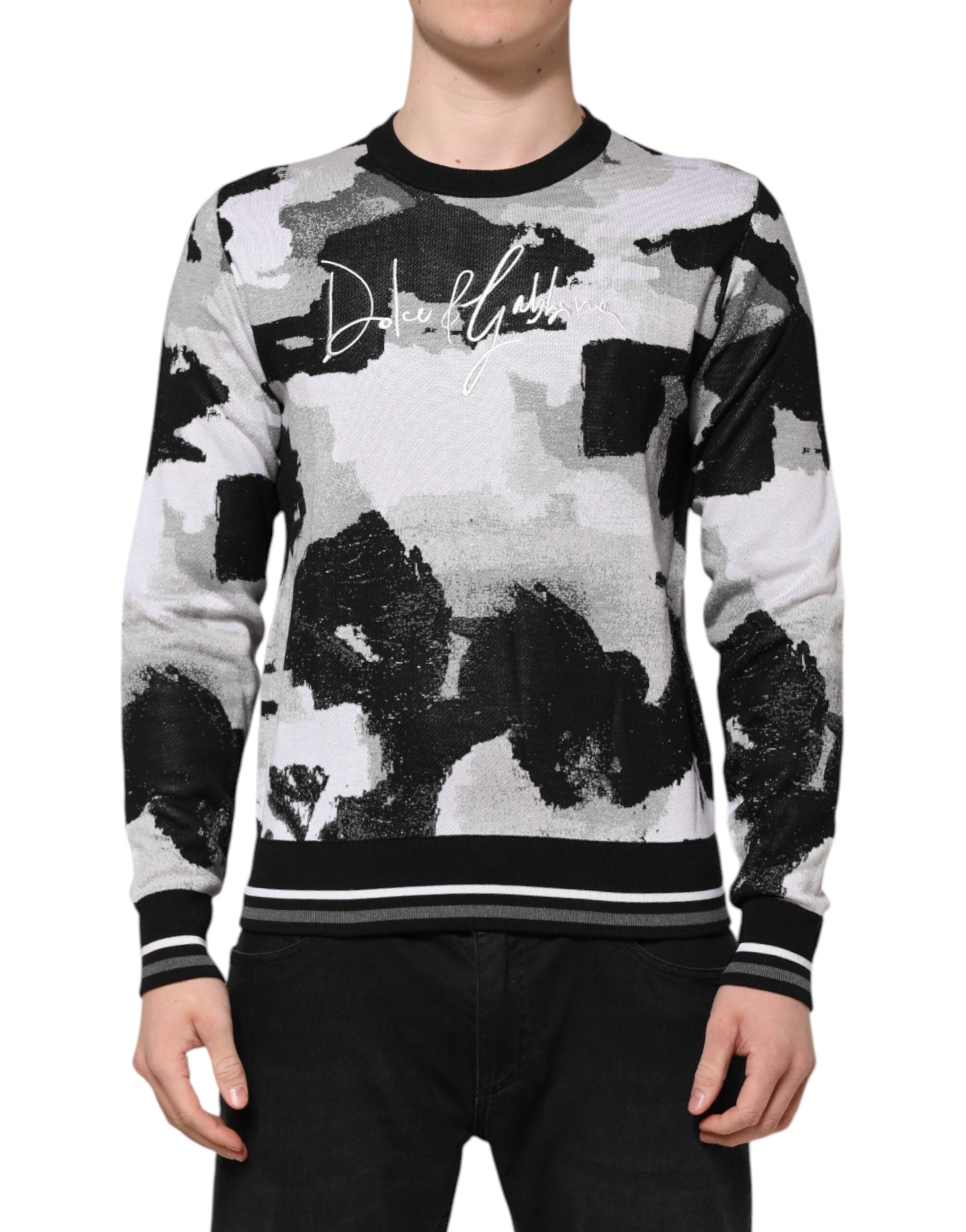Dolce & Gabbana Multicolor Silk Camouflage Pullover Men's Sweater