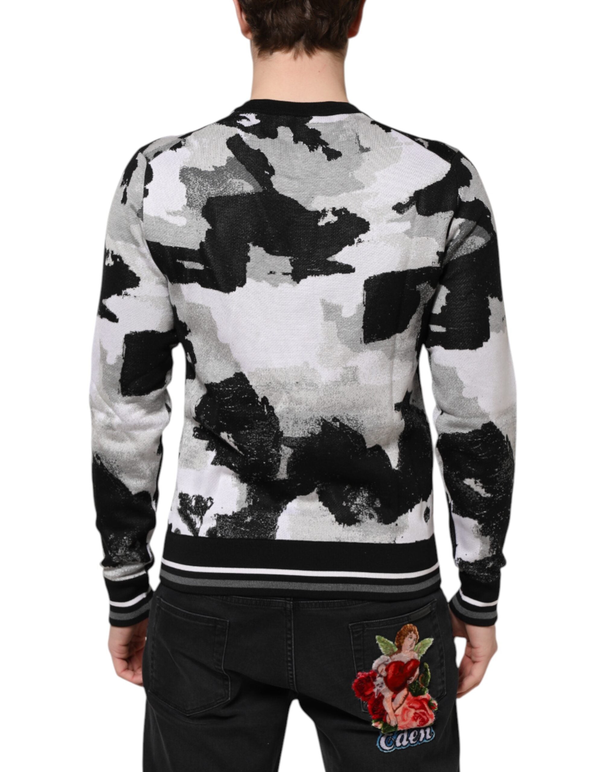 Dolce & Gabbana Multicolor Silk Camouflage Pullover Men's Sweater