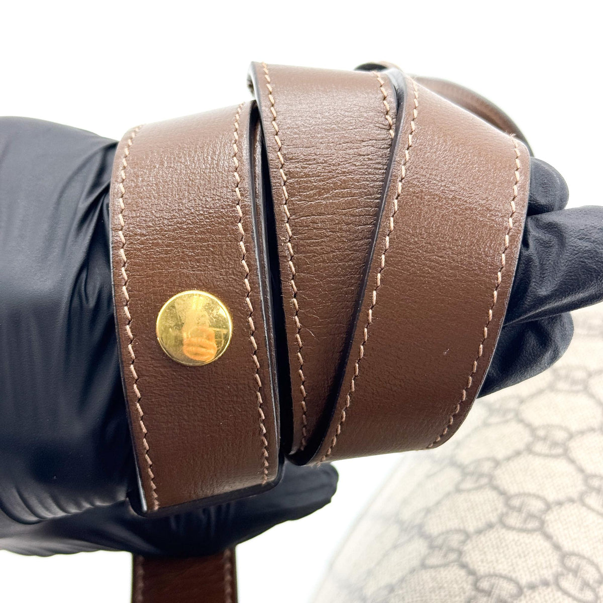 Gucci Horsebit 1955 Gg Coated Canvas With Leather Brown Canvas Shoulder Bag Bag (Pre-Owned)