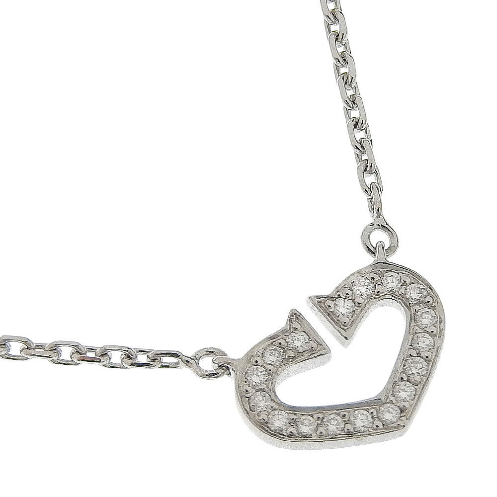 Cartier C Heart Silver White Gold Necklace Jewelry (Pre-Owned)