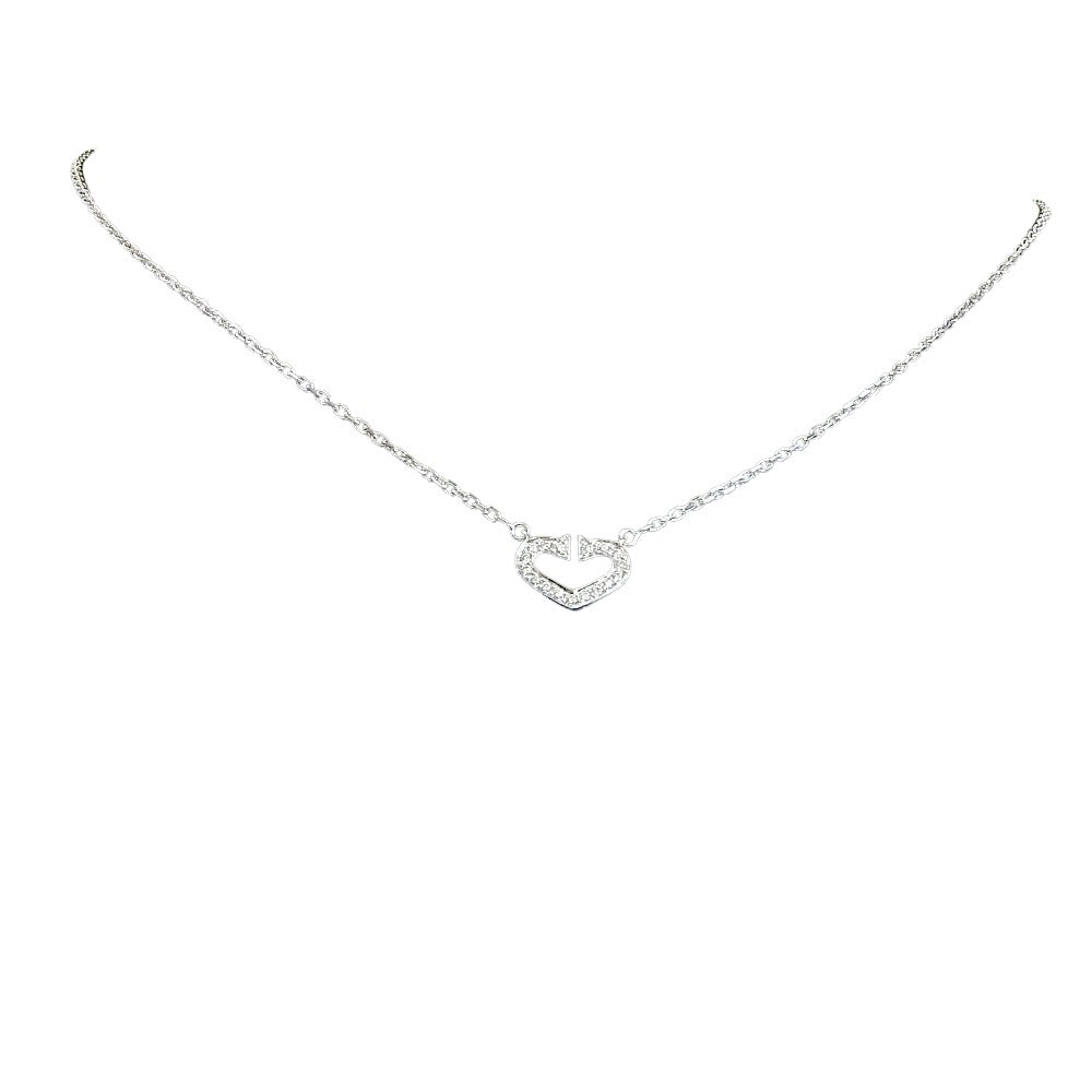 Cartier C Heart Silver White Gold Necklace Jewelry (Pre-Owned)