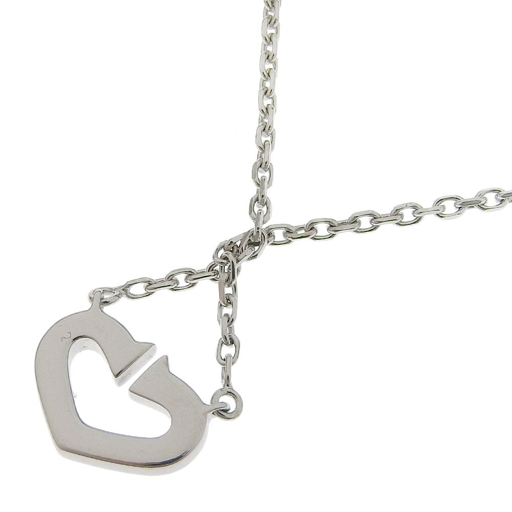 Cartier C Heart Silver White Gold Necklace Jewelry (Pre-Owned)