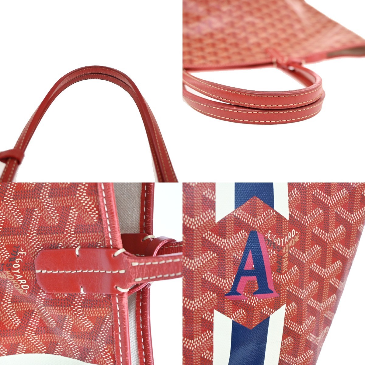 Goyard Saint Louis Reversible Coated Canvas And Printed Canvas Red Canvas Tote Bag Bag (Pre-Owned)