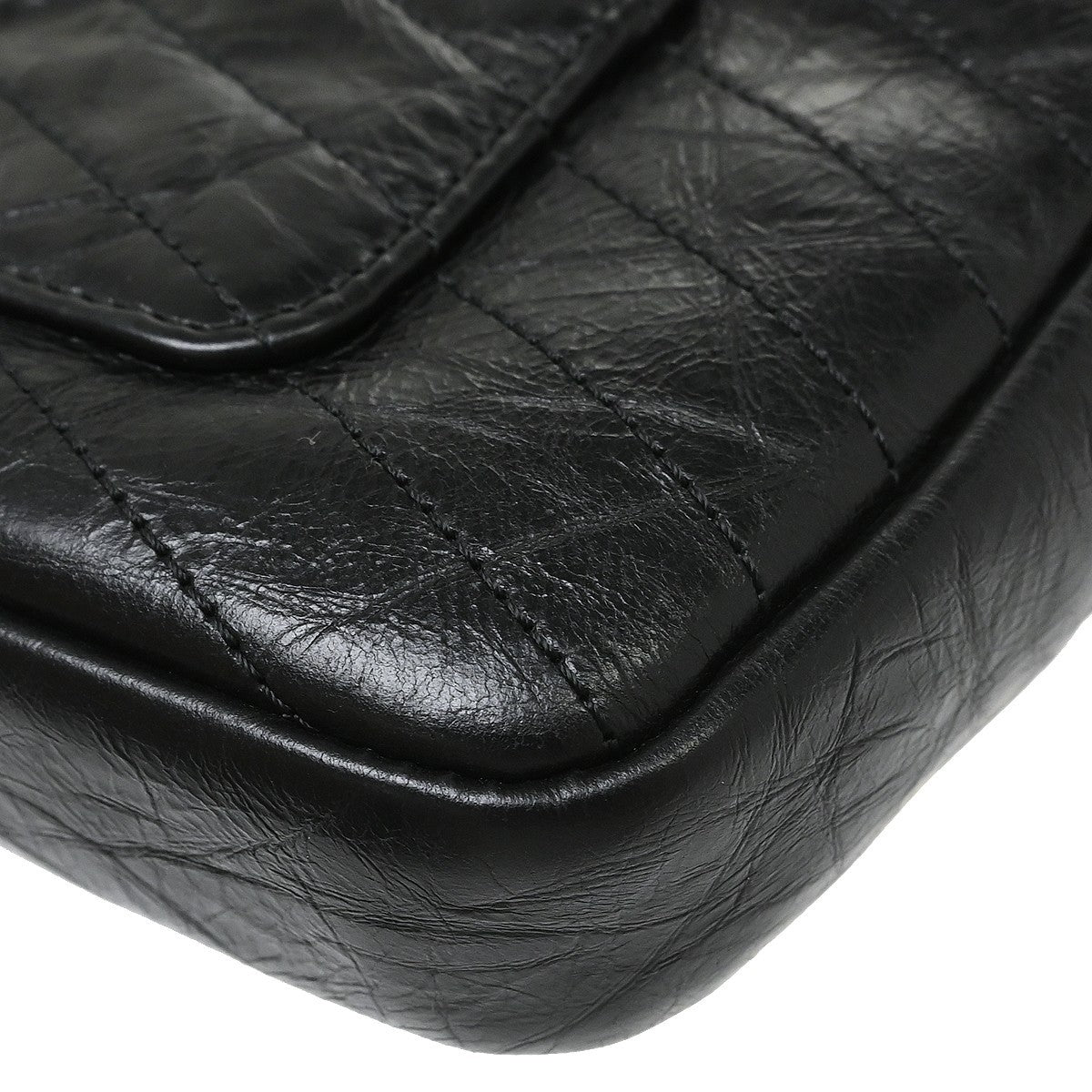 Chanel Vintage Envelope Flap Chevron Calfskin Black Leather Shoulder Bag Bag (Pre-Owned)
