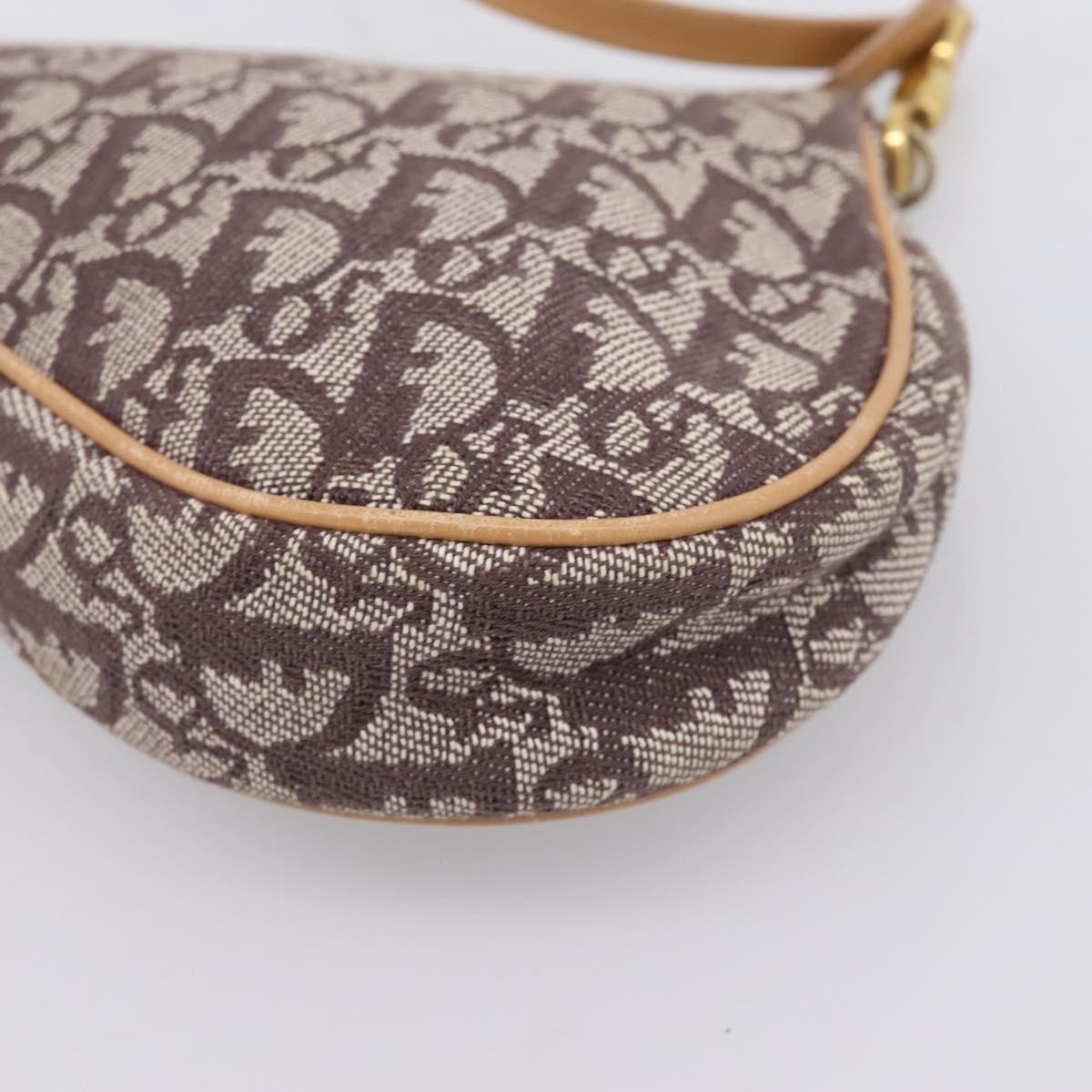 Christian Dior Vintage Saddle Bag Canvas Brown Canvas Clutche & Pouche Bag (Pre-Owned)