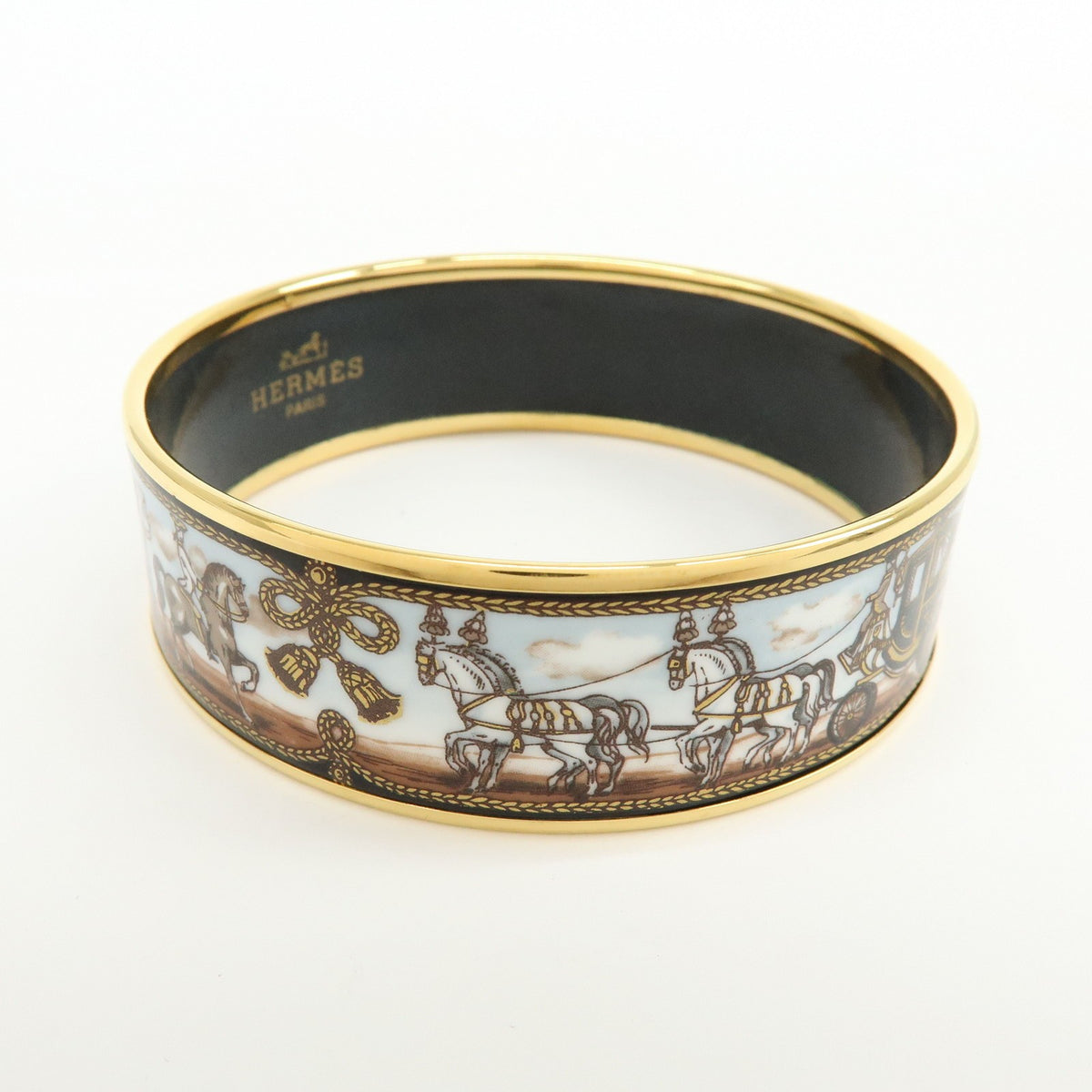 Hermes Caleche Bangle Enamel Gold Gold_Plated Bracelet Jewelry (Pre-Owned)