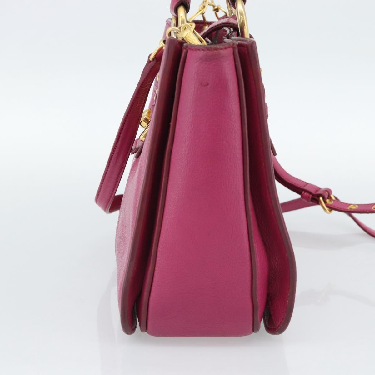 Miu Miu Madras Convertible Lock Leather Pink Leather Tote Bag Bag (Pre-Owned)