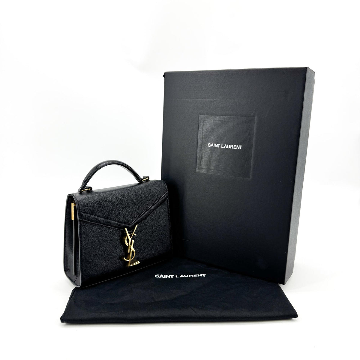 Saint Laurent Cassandra Leather Black Leather Shoulder Bag Bag (Pre-Owned)