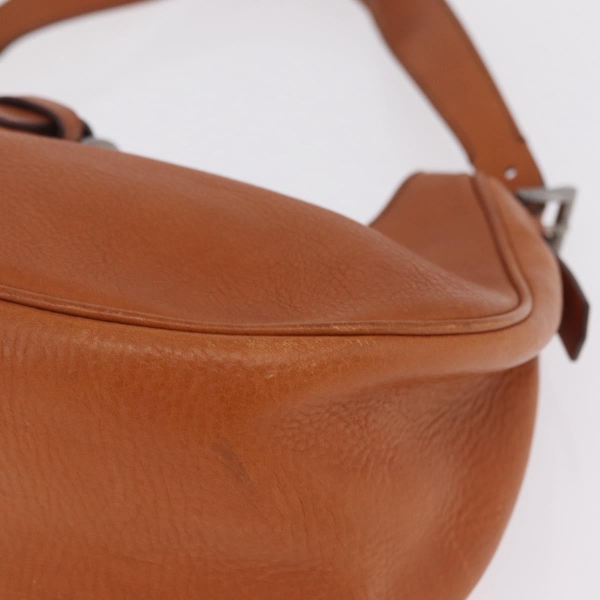 Prada Shoulder Leather Brown Leather Shoulder Bag Bag (Pre-Owned)