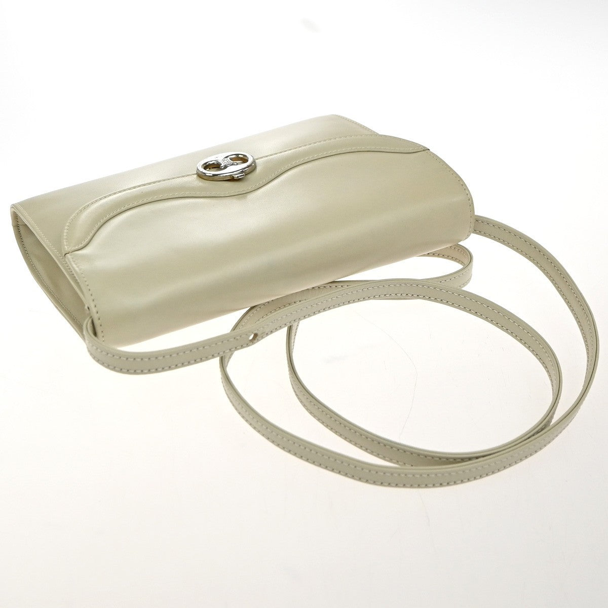 Celine Vintage Leather White Leather Shoulder Bag Bag (Pre-Owned)