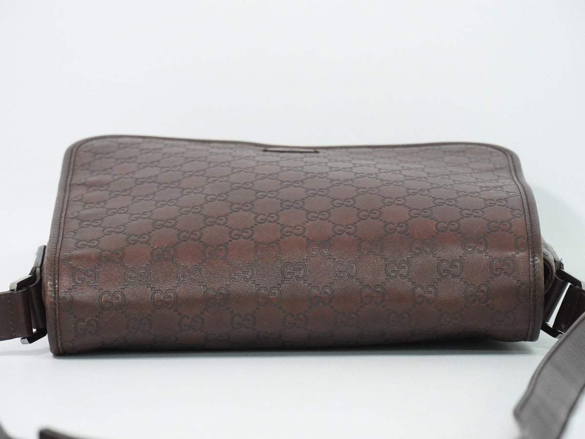 Gucci Flap Messenger Bag (Outlet) Guccissima Leather Brown Leather Shoulder Bag Bag (Pre-Owned)
