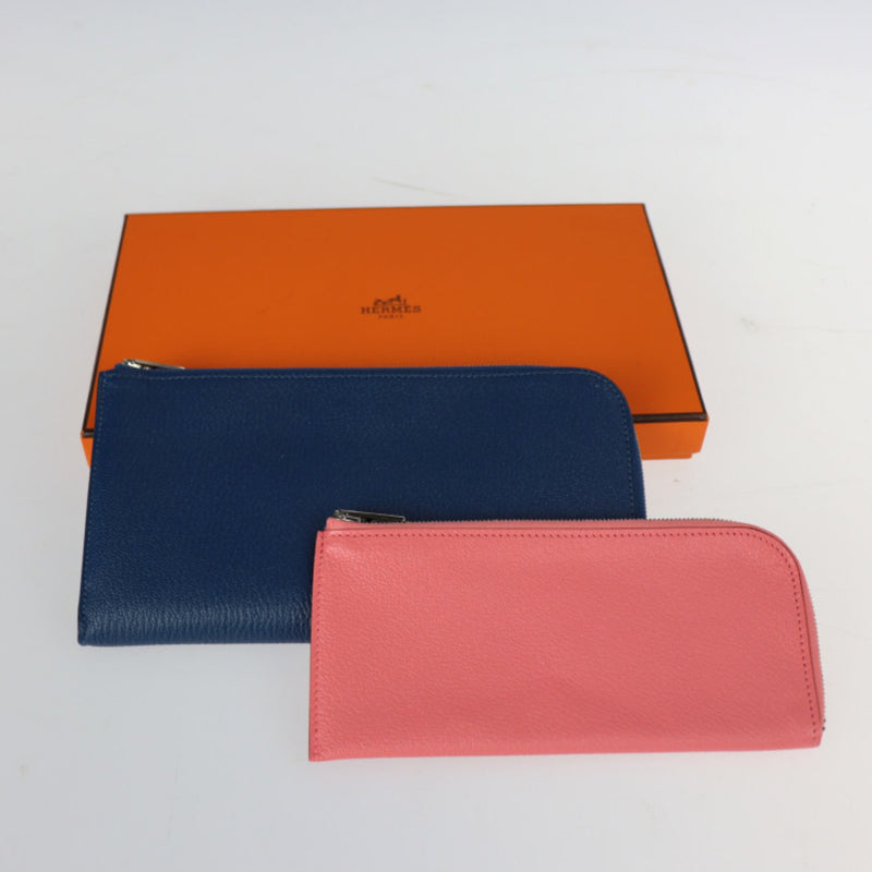 Hermès Remix Duo Navy Leather Wallet  (Pre-Owned)