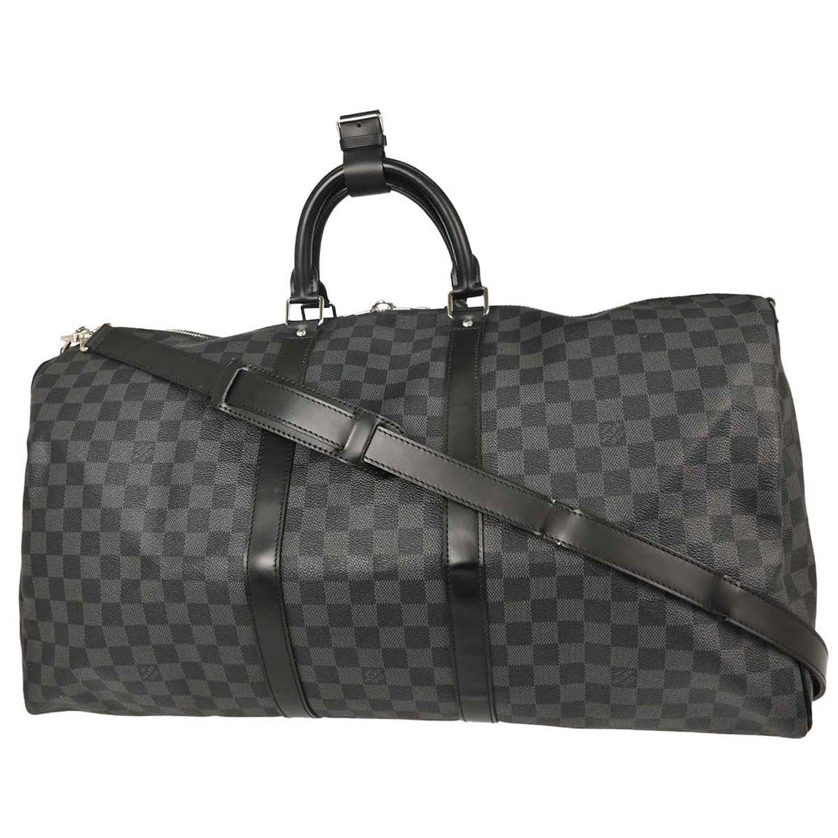 Louis Vuitton Keepall Bandouliere Damier Graphite Gray Canvas Travel Bag Bag (Pre-Owned)