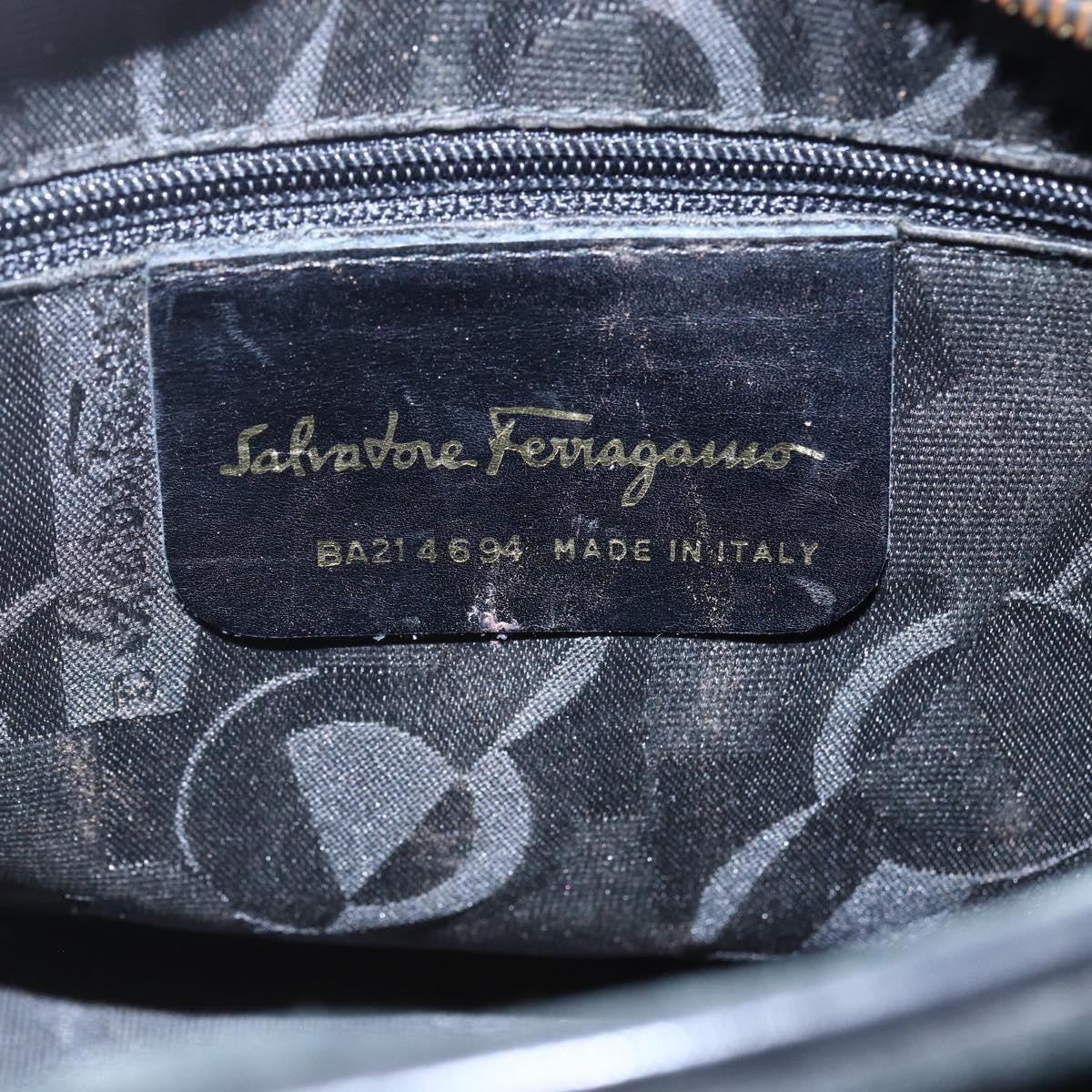 Salvatore Ferragamo Gancini Suede Black Suede Shoulder Bag Bag (Pre-Owned)