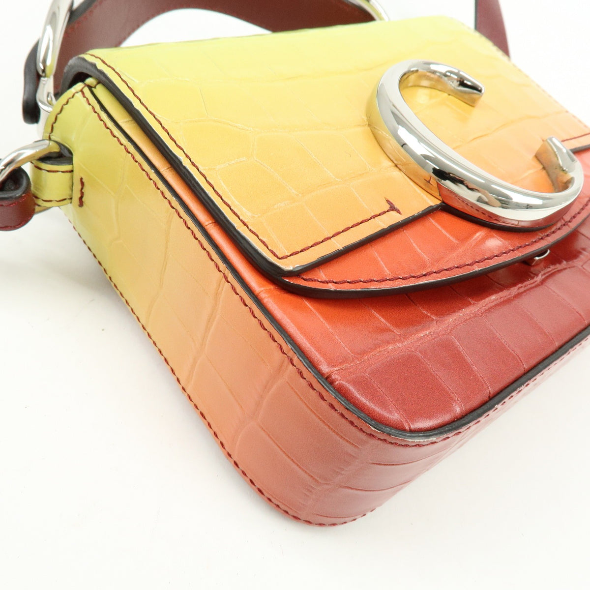 Chloe C Flap Crocodile Embossed Leather Multicolour Leather Handbag (Pre-Owned)