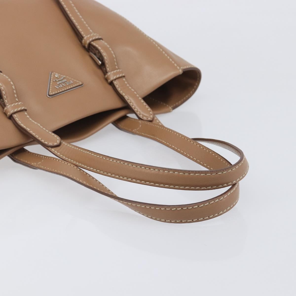 Prada Covered Strap Open City Calfskin Beige Leather Tote Bag Bag (Pre-Owned)