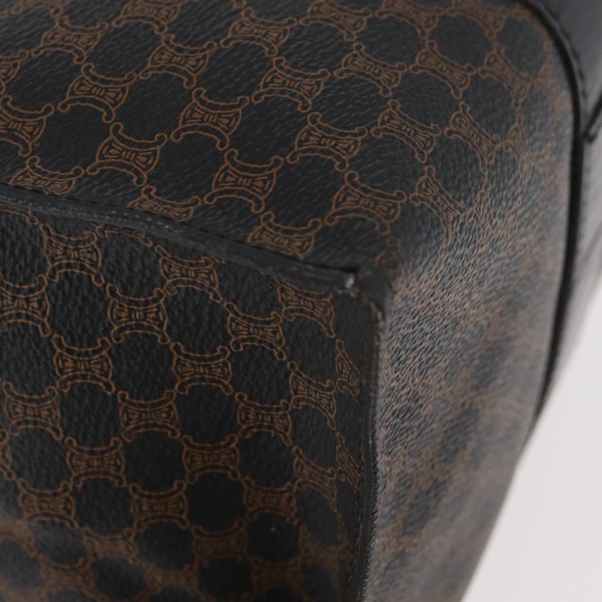 Celine Vintage Macadam Shopper Tote Coated Canvas Black Canvas Tote Bag Bag (Pre-Owned)