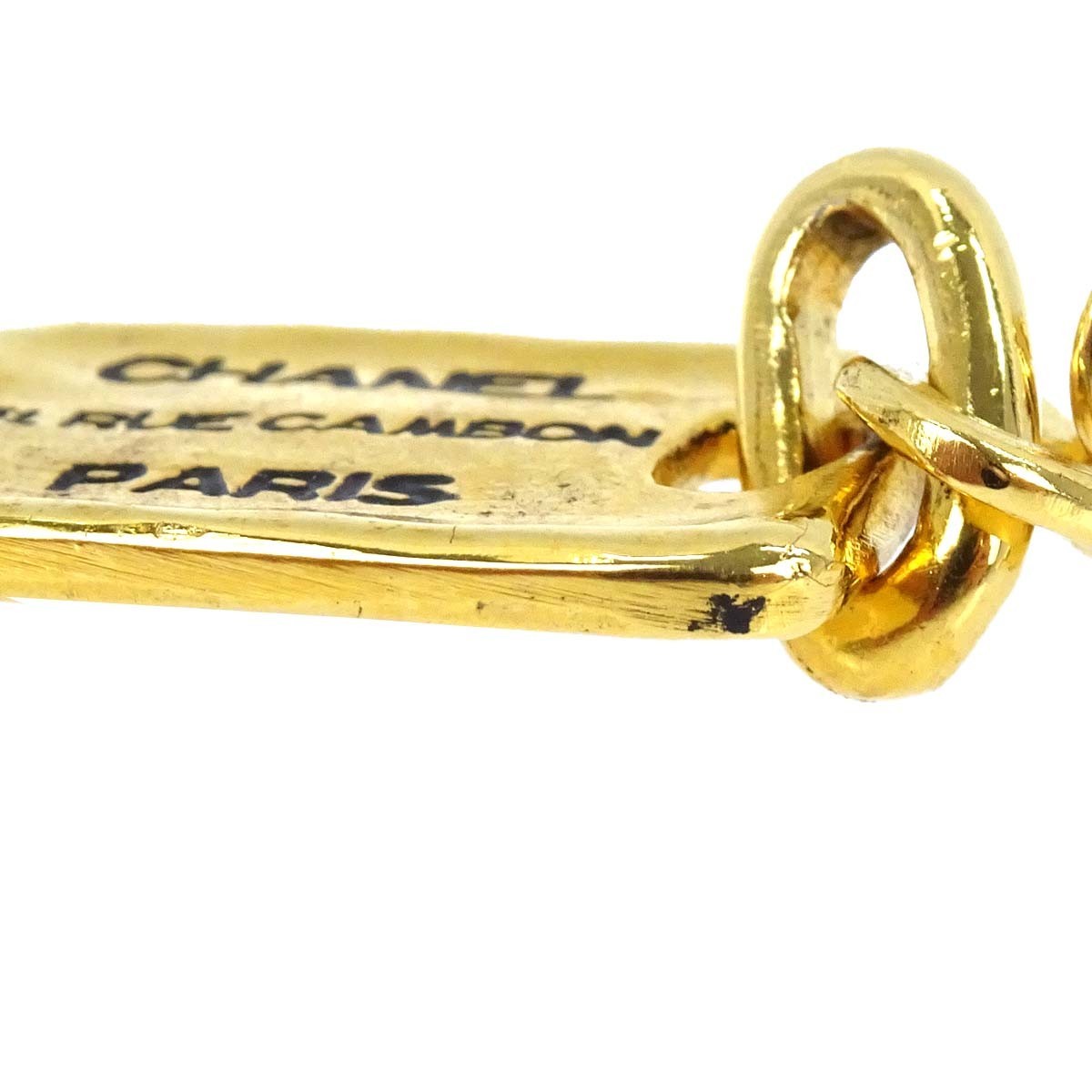 Chanel Cc Plate Logo Dangle Metal With Crystals Gold Gold_Plated Earrings Jewelry (Pre-Owned)