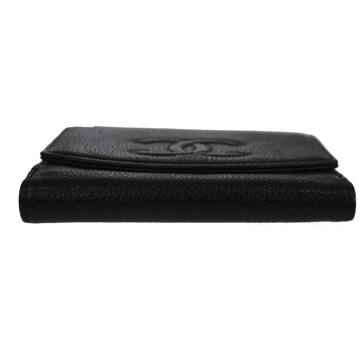 Chanel Vintage Timeless Bifold Caviar Black Leather Wallets Accessory (Pre-Owned)
