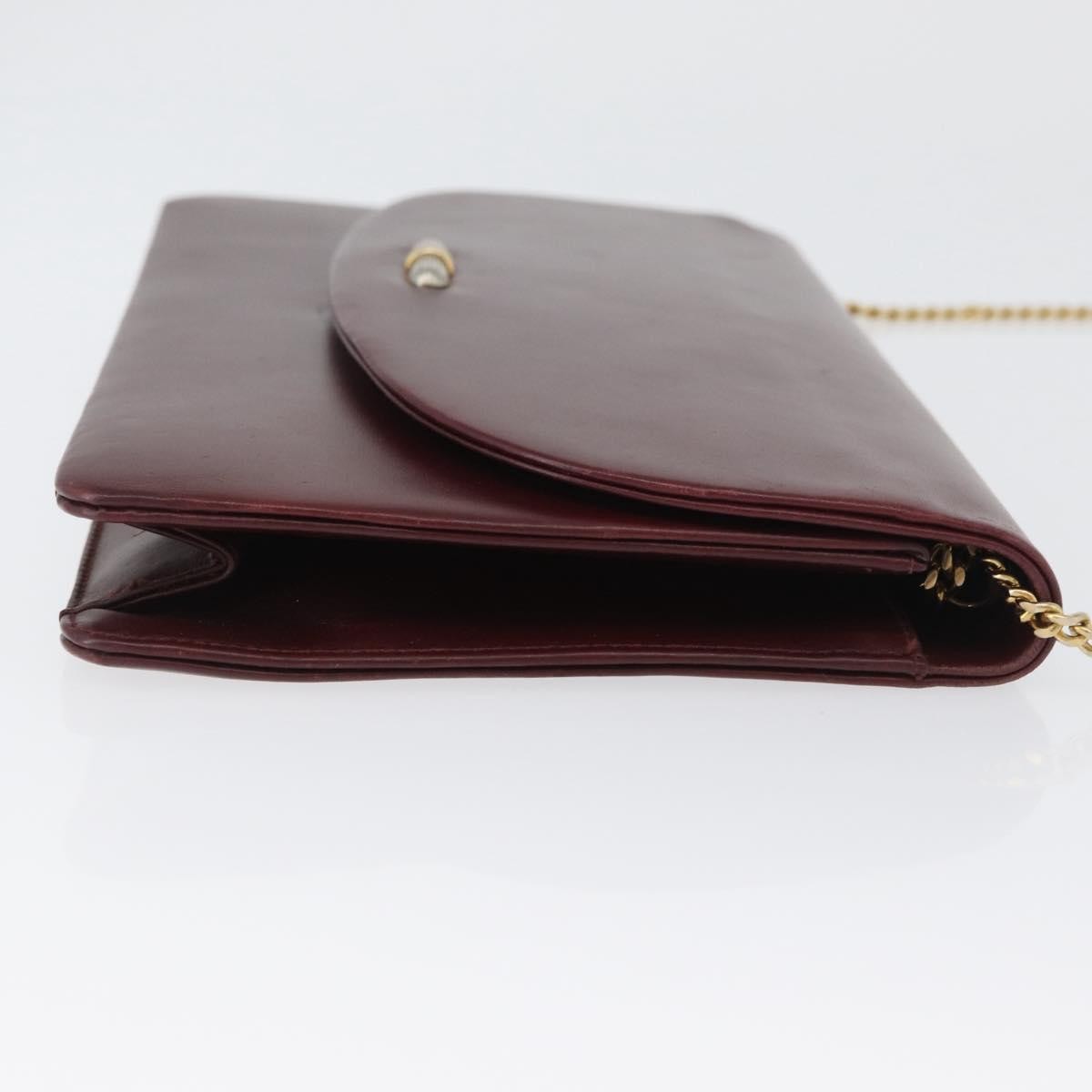 Christian Dior Vintage Chain Flap Leather Burgundy Leather Shoulder Bag Bag (Pre-Owned)