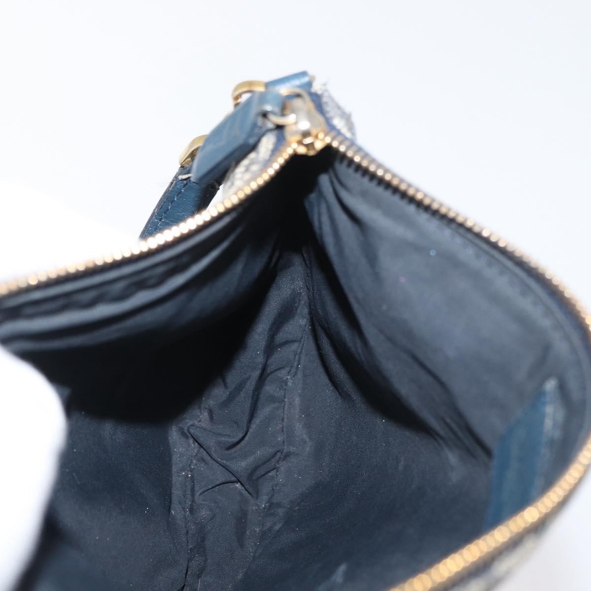 Christian Dior Vintage Saddle Bag Canvas Navy Canvas Clutche & Pouche Bag (Pre-Owned)