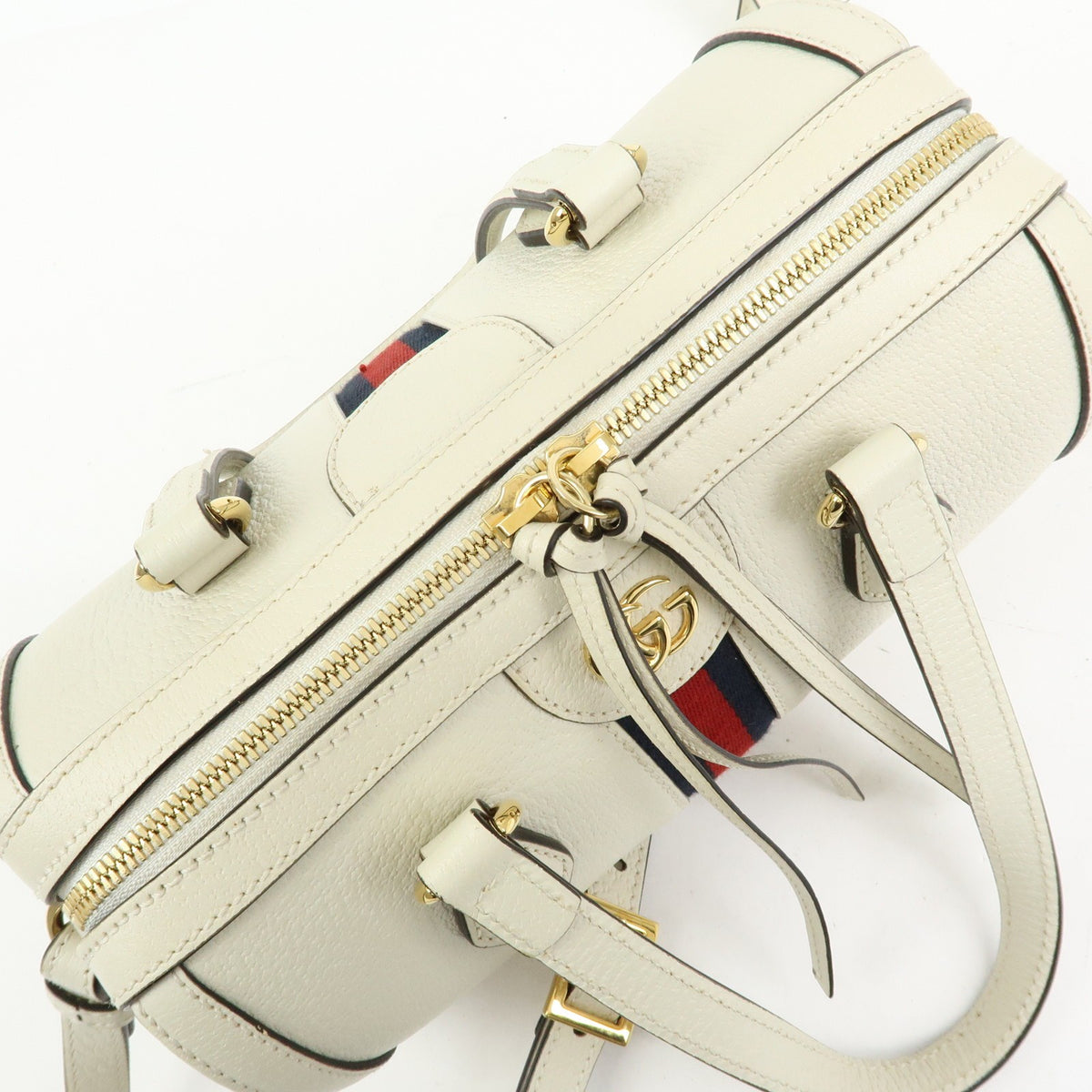 Gucci Ophidia Boston Leather White Leather Handbag (Pre-Owned)