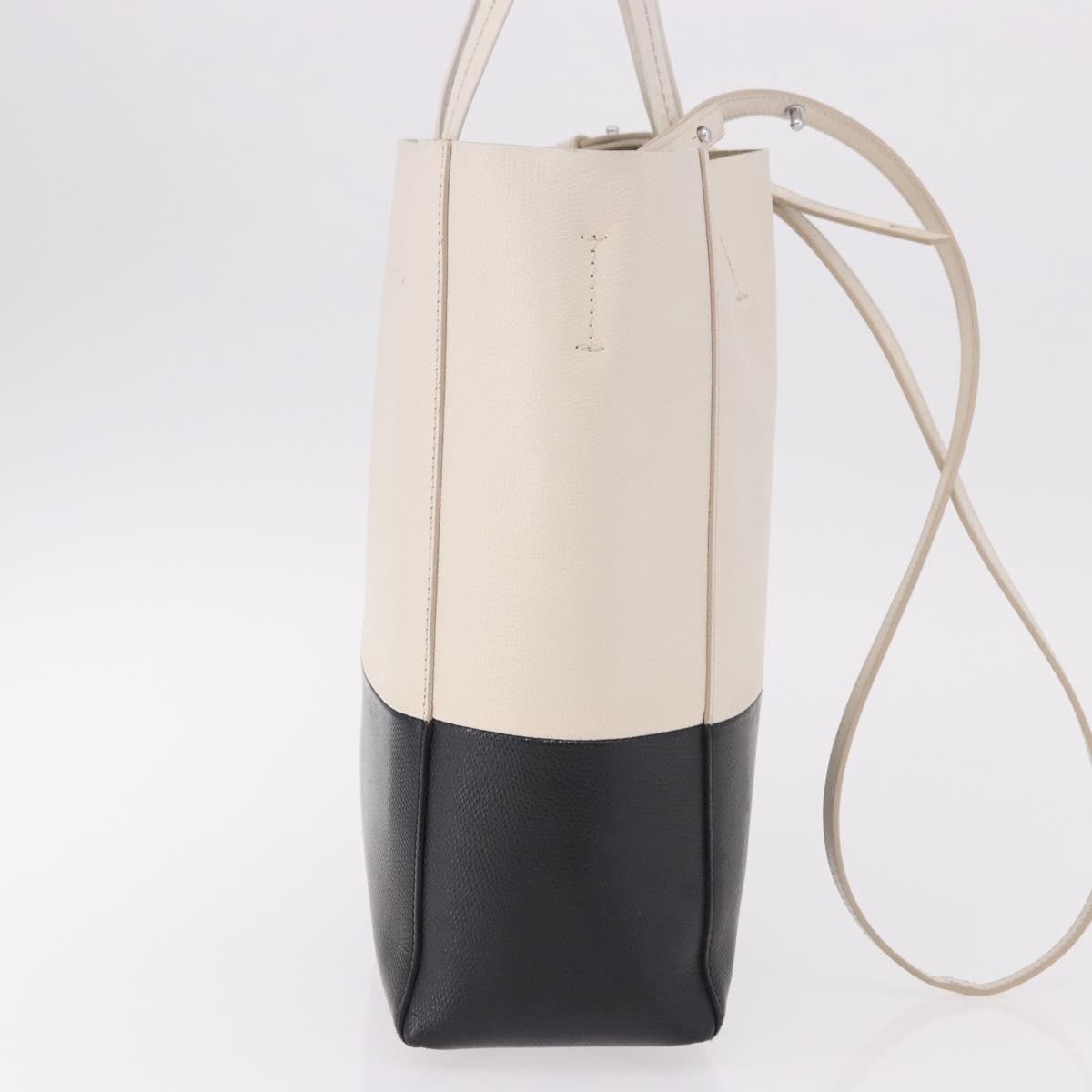 Celine Vertical Bi-Cabas Tote Leather White Leather Tote Bag Bag (Pre-Owned)