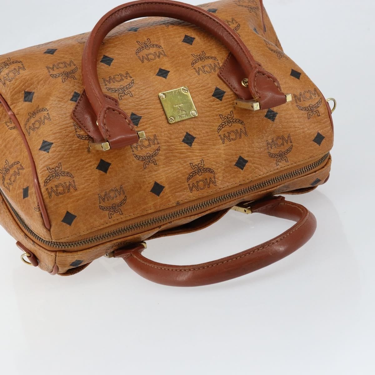 MCM Visetos Logogramme Canvas And Leather Brown Canvas Handbag (Pre-Owned)