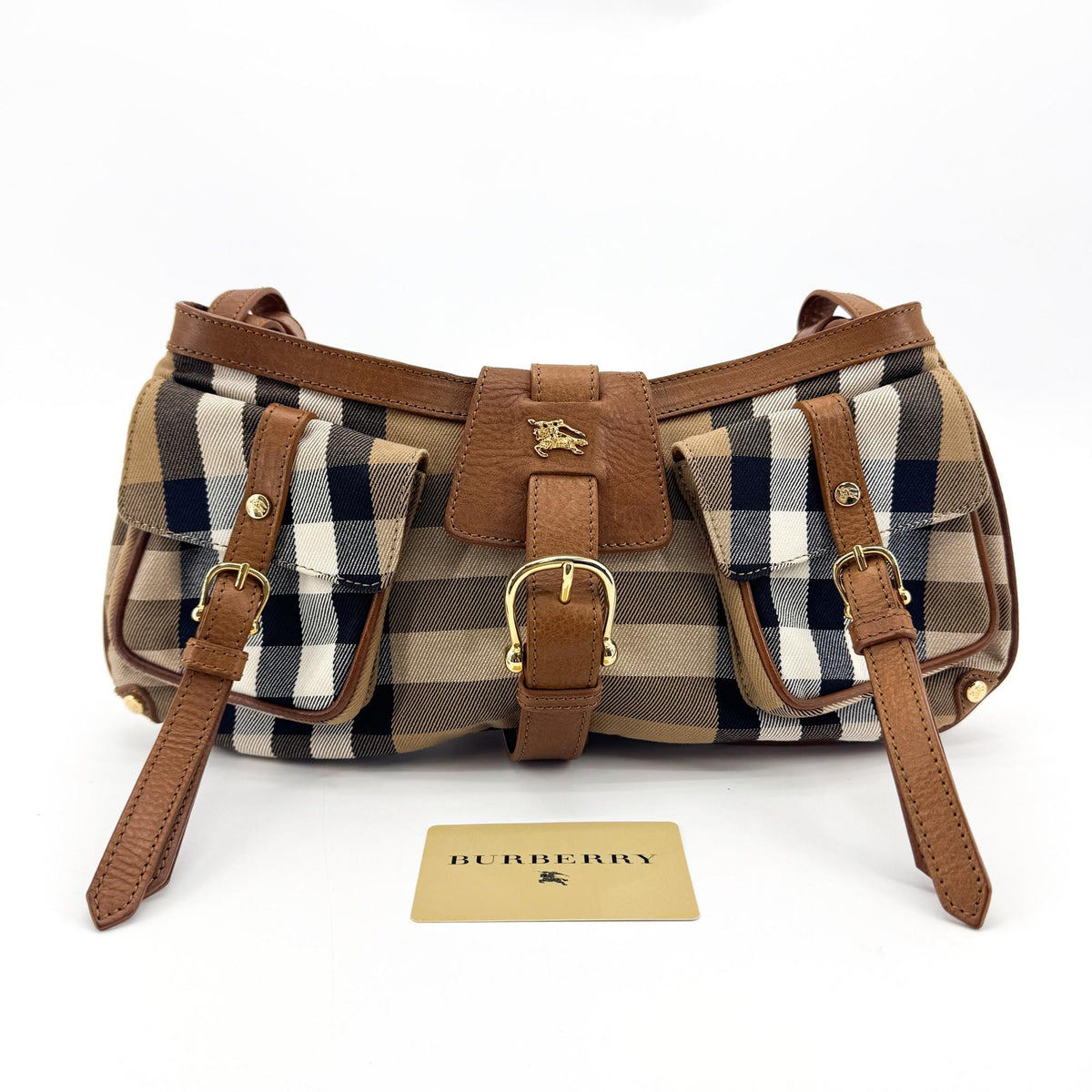 Burberry Shoulder Bag Nova Check Coated Canvas Black Canvas Shoulder Bag Bag (Pre-Owned)
