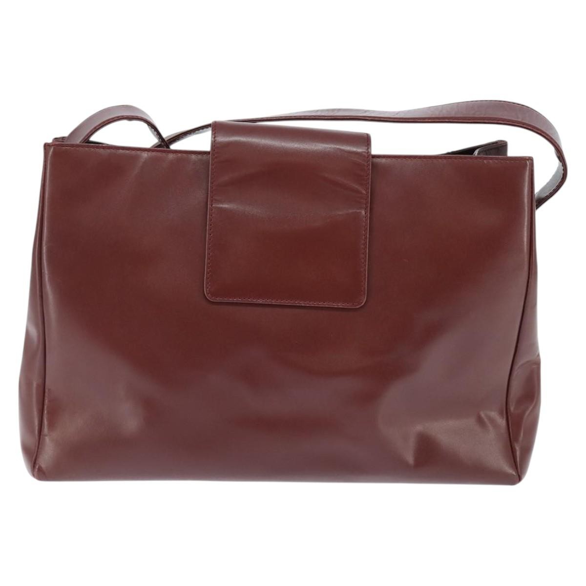 Cartier Must De Cartier Leather Burgundy Leather Shoulder Bag Bag (Pre-Owned)
