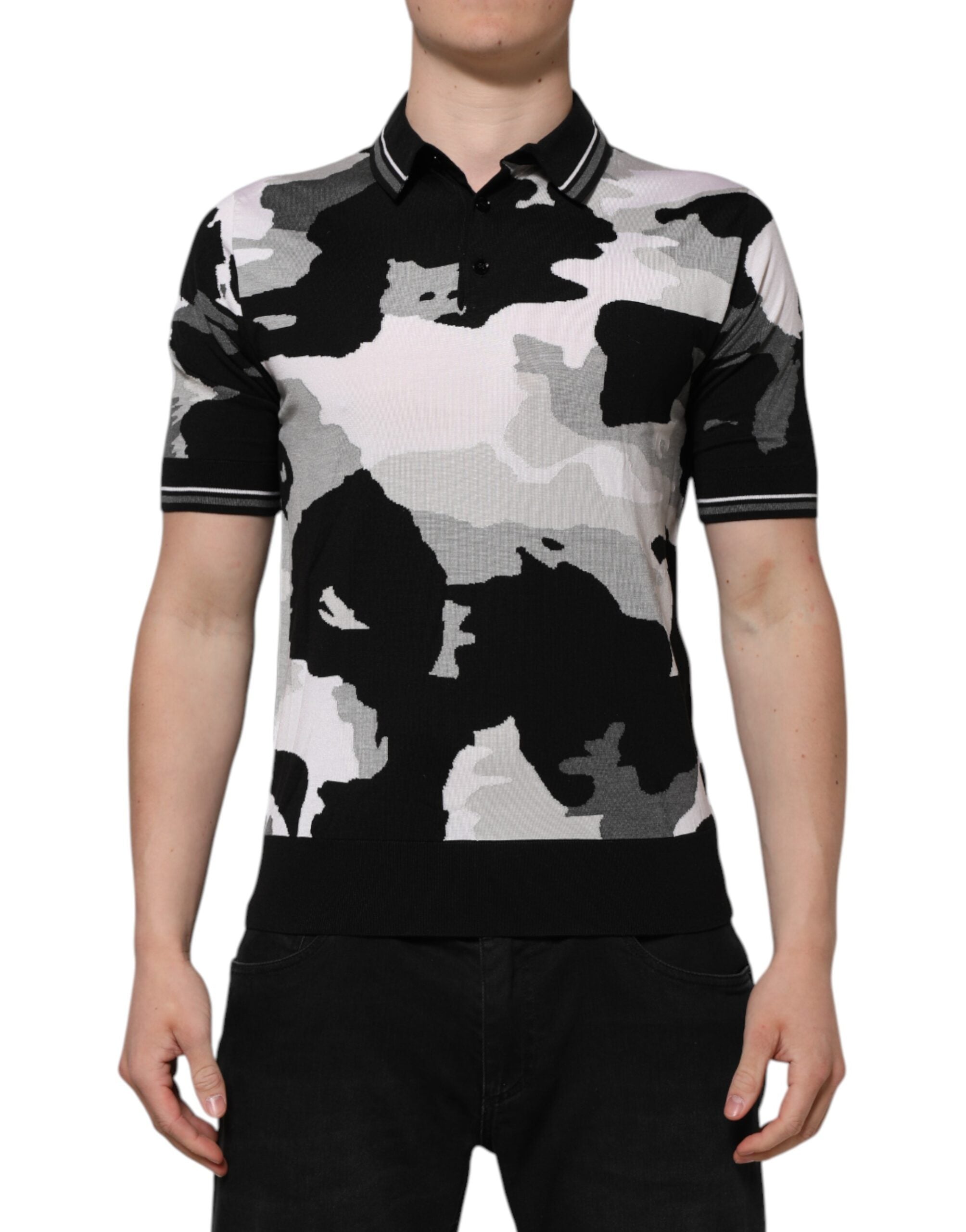 Dolce & Gabbana Multicolor Camouflage Collared Polo Men's T-shirt