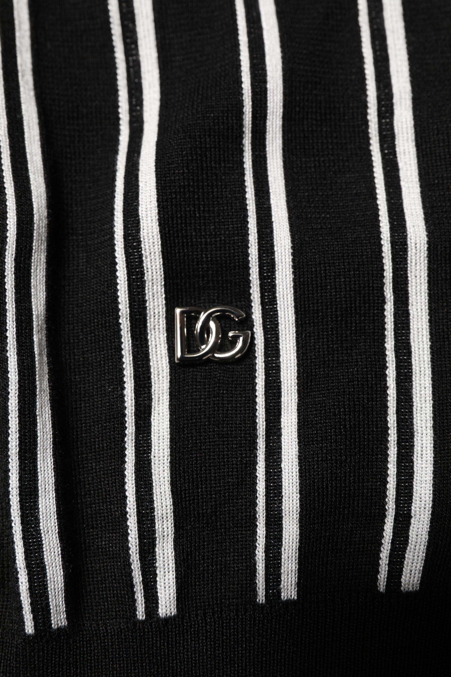 Dolce & Gabbana Black White Stripes Collared Polo Men's T-shirt