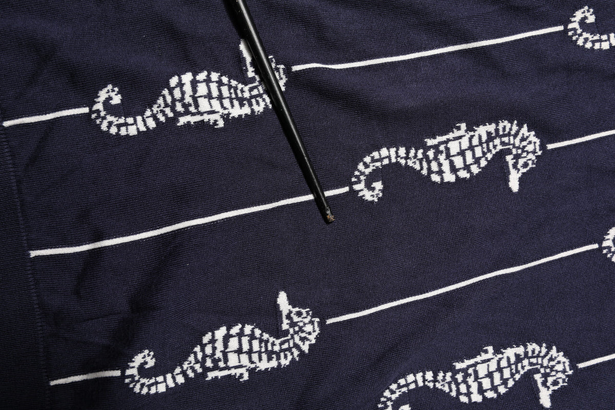 Dolce & Gabbana Dark Blue Sea Horse Collared Polo Men's T-shirt (Pre-Owned)