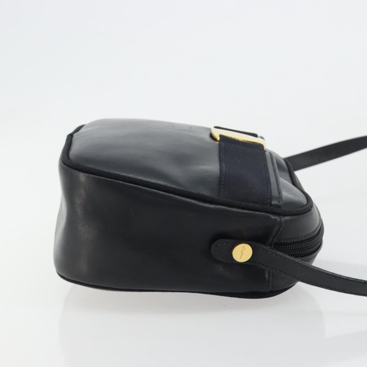 Salvatore Ferragamo Vala Leather Navy Leather Shoulder Bag Bag (Pre-Owned)