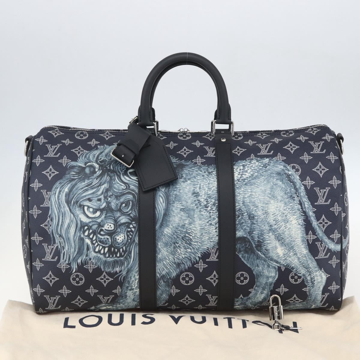 Louis Vuitton Keepall Bandouliere Limited Edition Chapman Savane Monogram Canvas Navy Canvas Travel Bag Bag (Pre-Owned)