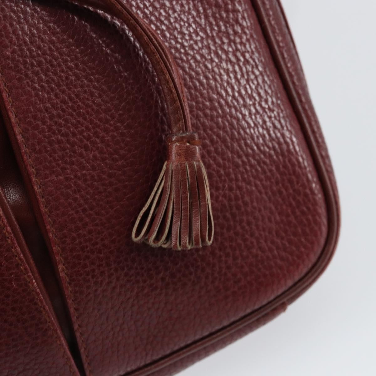 Cartier Tasseled Must De Cartier Leather Burgundy Leather Shoulder Bag Bag (Pre-Owned)