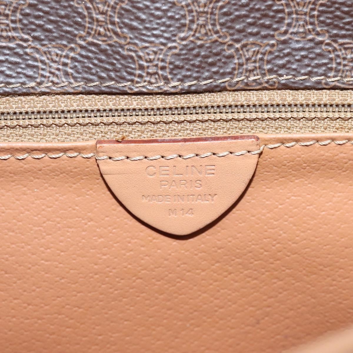 Celine Vintage Macadam Circle Logo Canvas And Leather Brown Canvas Shoulder Bag Bag (Pre-Owned)