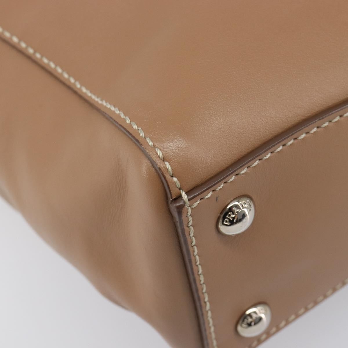 Prada Covered Strap Open City Calfskin Beige Leather Tote Bag Bag (Pre-Owned)