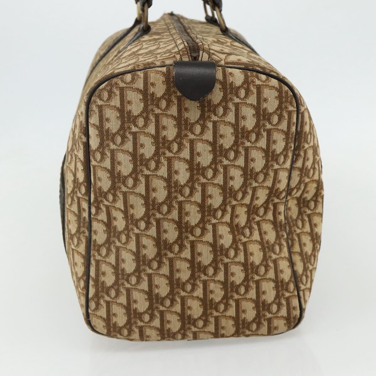 Christian Dior Vintage Trotter Boston Diorissimo Canvas Beige Canvas Handbag (Pre-Owned)