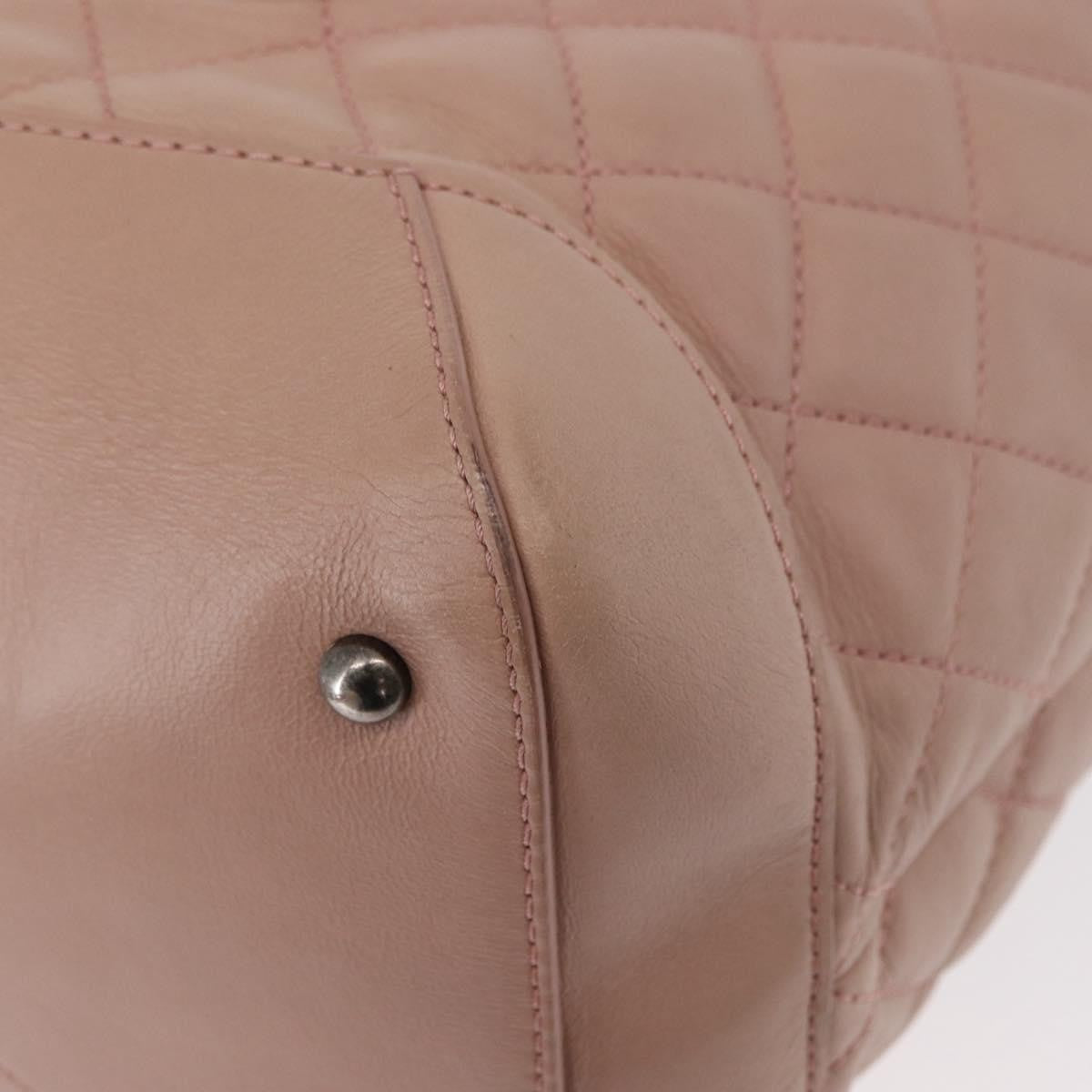 Chanel Easy Shopping Quilted Calfskin Pink Leather Tote Bag Bag (Pre-Owned)