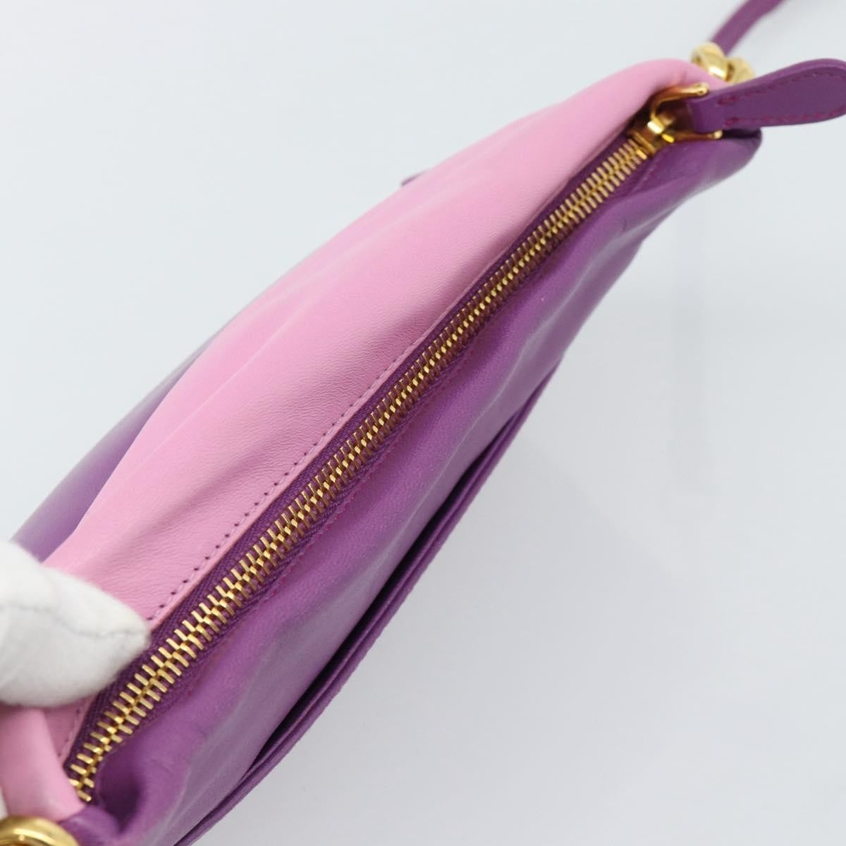 Prada Fold Over Chain Flap Soft Calf Purple Leather Handbag (Pre-Owned)