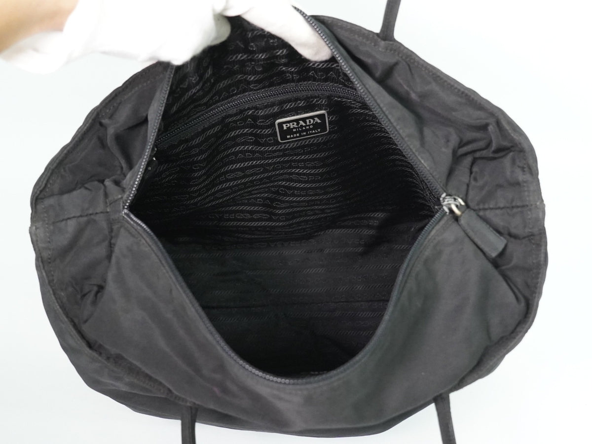 Prada Zip Tote Tessuto Black Nylon Tote Bag Bag (Pre-Owned)
