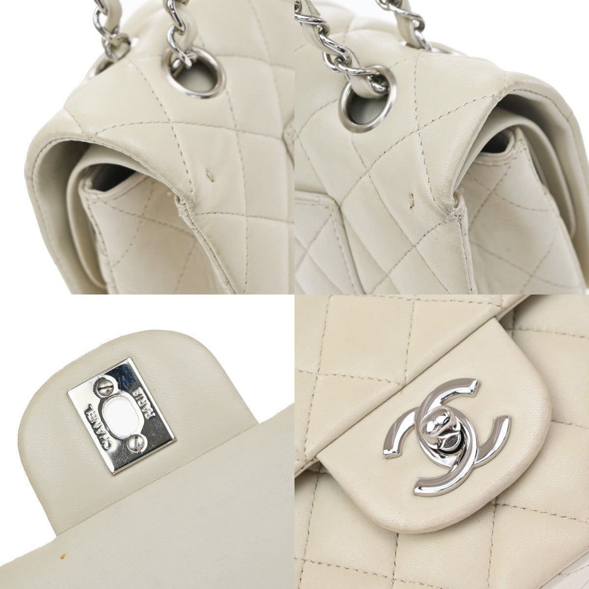 Chanel Vintage Classic Double Flap Quilted Caviar White Leather Shoulder Bag Bag (Pre-Owned)