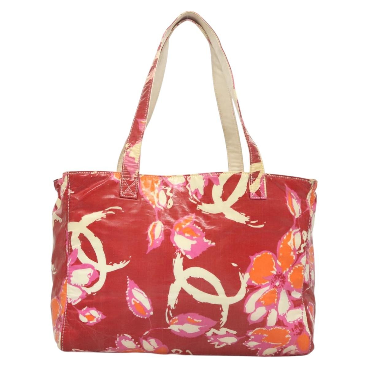 Chanel Vintage Floral Tote Patent Leather Red Patent_Leather Tote Bag Bag (Pre-Owned)